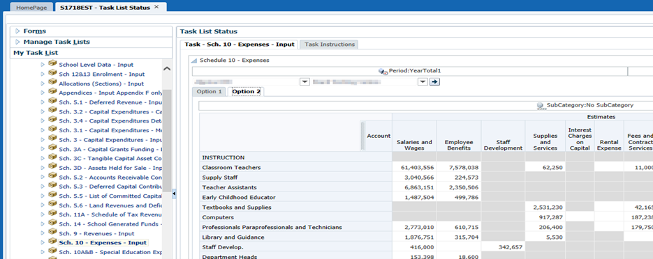 Example of form schedule 10 - Expenses option 2